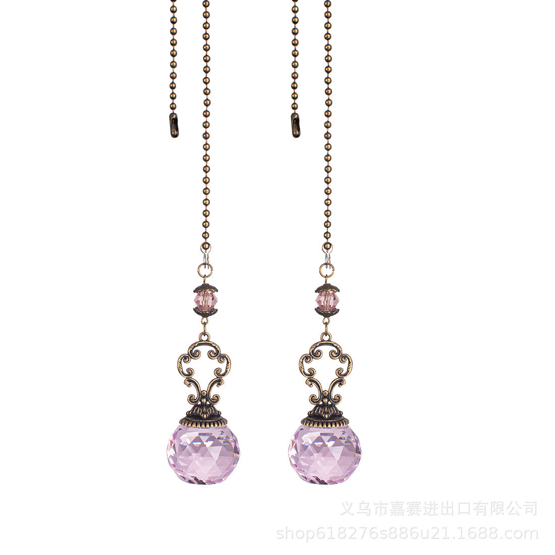 Wholesale Vintage Faceted Ball Green Bronze Bead Chain Sun Catcher Pendant